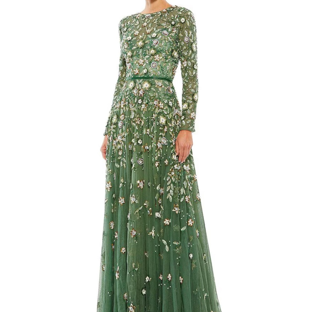 Elegant Green Floral Dress Mac Duggal NWT - Picture 4 of 8
